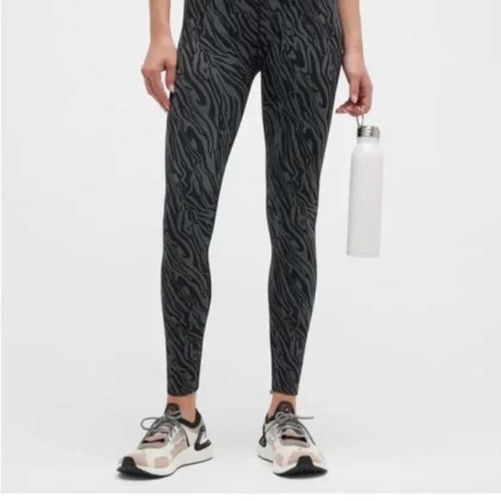 Spiritual Gangster Zebra Print High Waisted Seamless Rib Leggings XS S Black